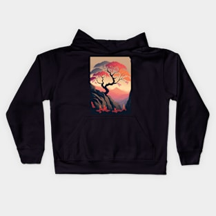 The Japanese Maple's Perch: A Pastel Oasis Kids Hoodie